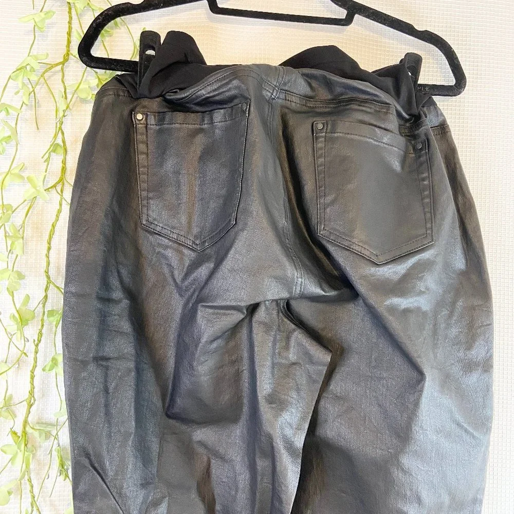 Motherhood Plus Size Indigo Blue Coated Skinny Leg Ankle Pant Black 1X - Picture 7 of 13